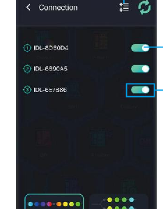 Connect screen settings showing several connected devices