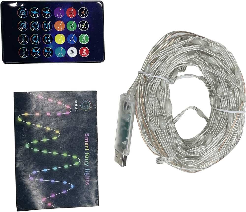 In the box: a wireless remote control, an instruction manual and the USB LED string light